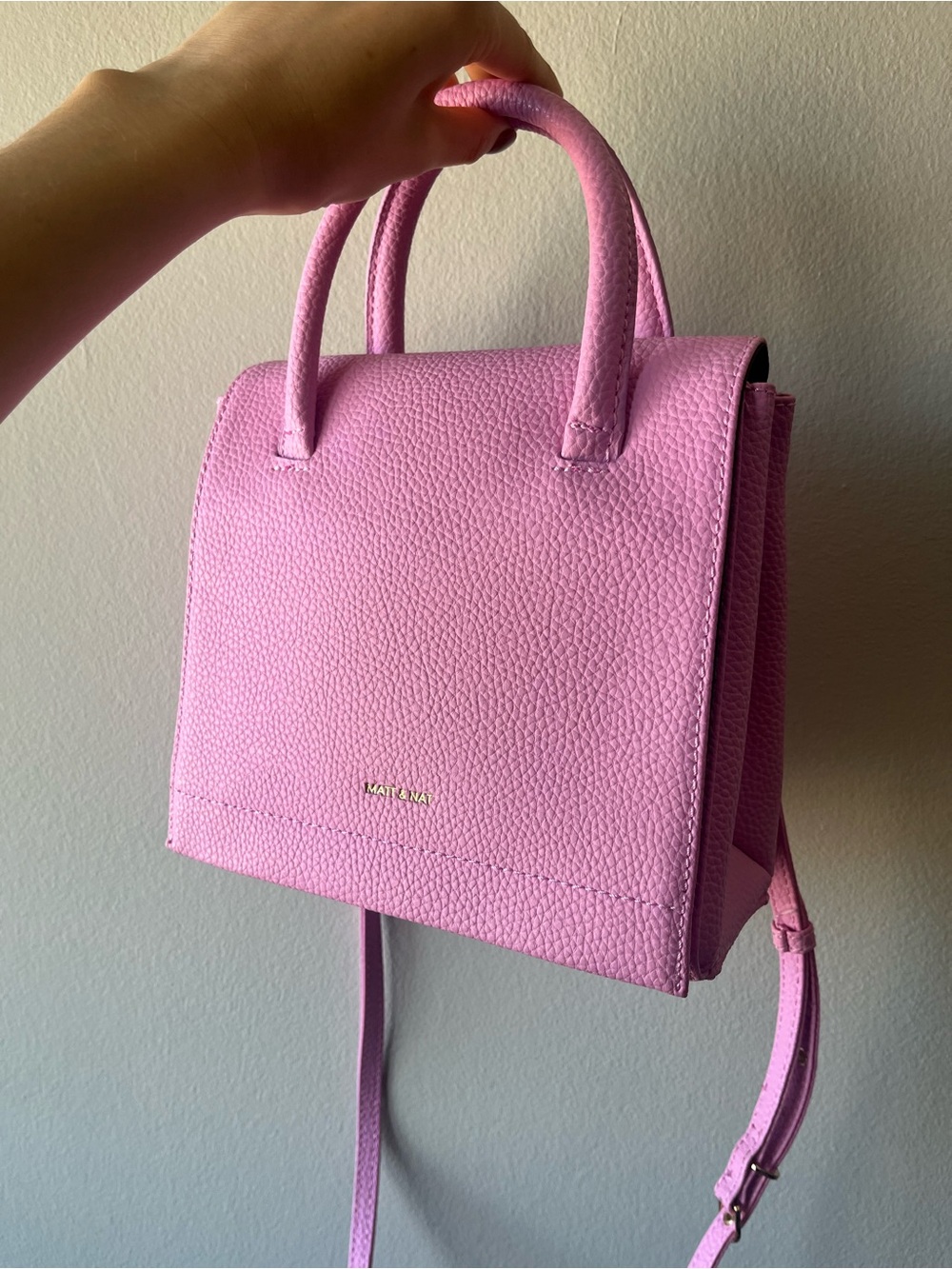 Matt & Nat Pink Pebbled Top-Handle Crossbody Bag
